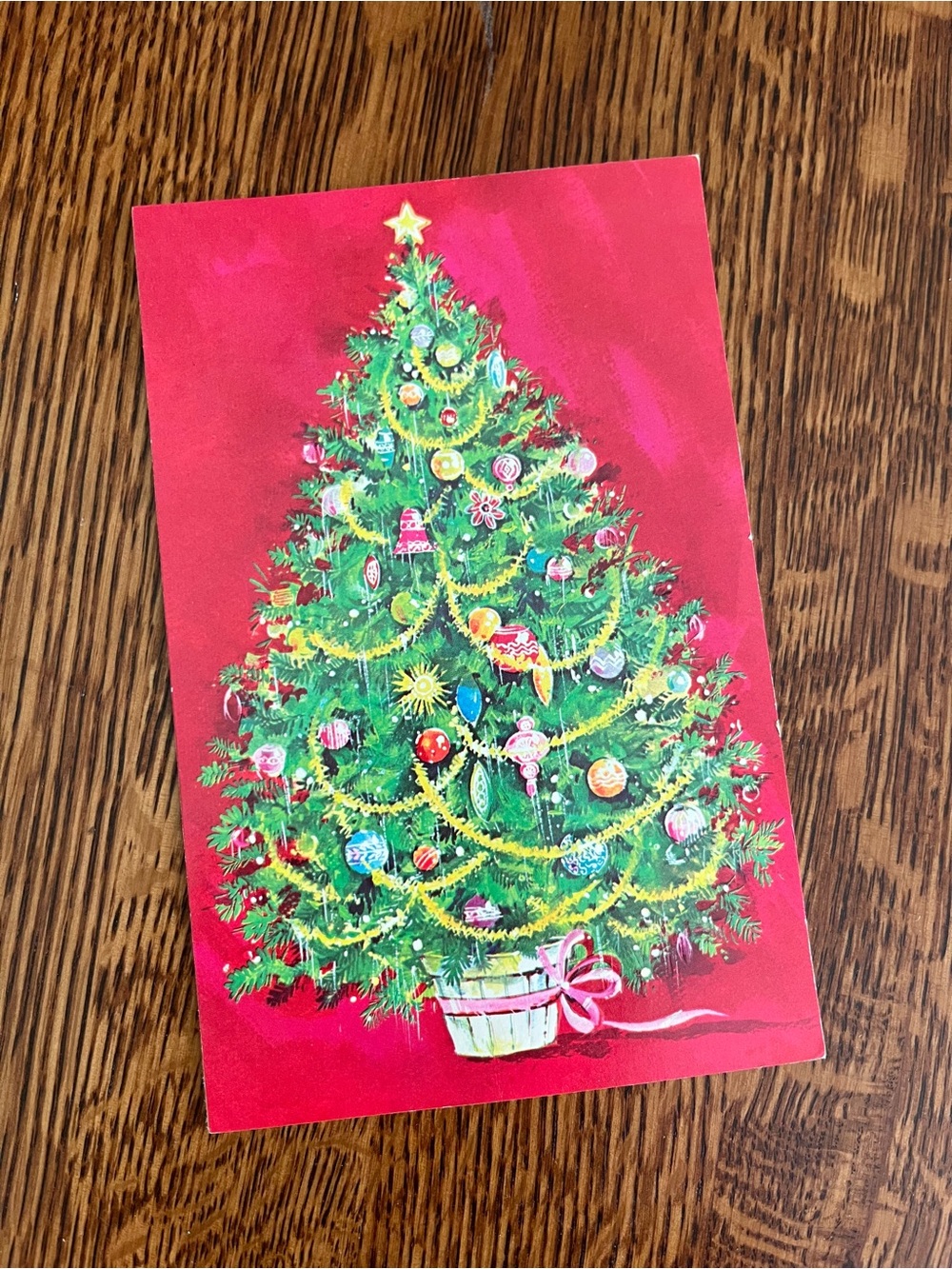 Vintage USED Holiday Christmas Tree Card Lot of 4 Made in USA Cleo and Artis